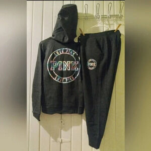 VS PINK tie dye logo hoodie and sweatpants-medium NEW and like new